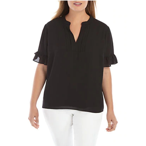 The Limited Tops - [The Limited] SS Pleated VNeck Blouse